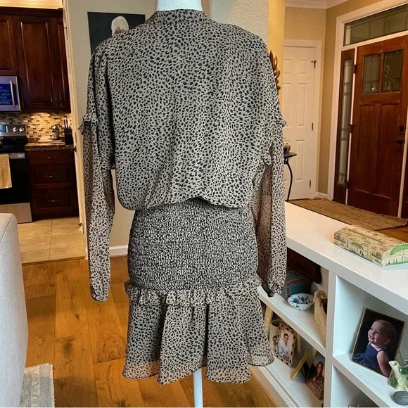 Aqua Printed Ruffle Mini Dress Brown Leopard Print Bloomingdale’s Size S - Picture 10 of 16